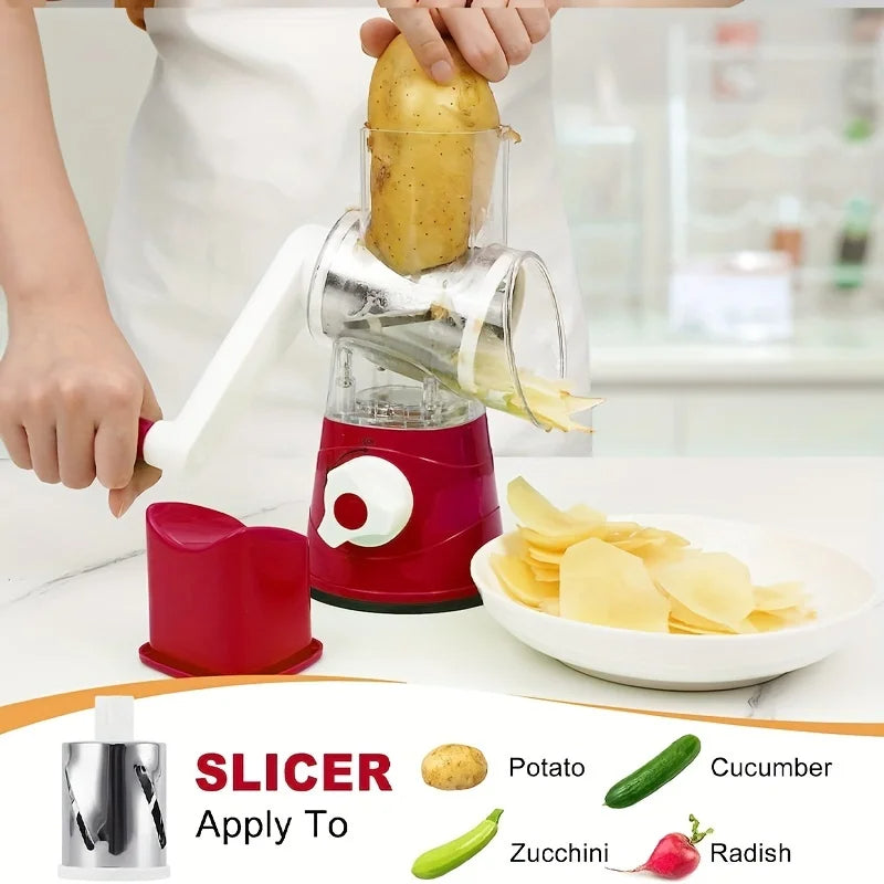 Portable Manual Vegetable Cutter Slicer Multifunctional Round Rotate Mandoline Slicer Potato Cheese Kitchen Gadgets